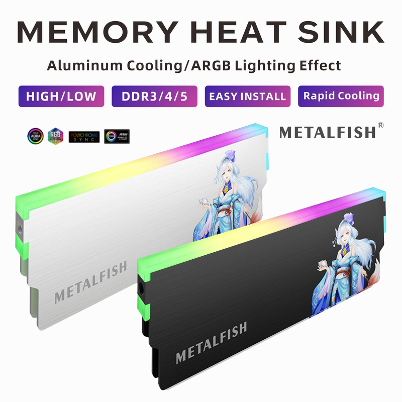 Ram Memory Module - METALFISH DRAM Heatsink 5V-3PIN ARGB DDR3